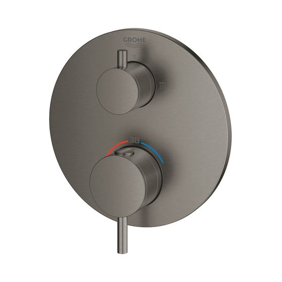 Grohe Atrio Thermostat-Brausebatterie mit integrierter 2-Wege-Umstellung hard graphite gebürstet 24135AL3