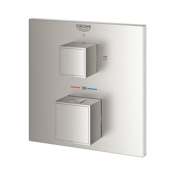 Grohe Grohtherm Cube Thermostat mit integrierter 2-Wege-Umstellung für Dusche mit mehr als einer Brause supersteel 24154DC0