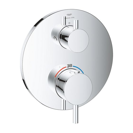 Grohe Atrio Thermostat-Brausebatterie Chrom, mit integrierter 2-Wege-Umstellung, Fertigset für Rapido SmartBox