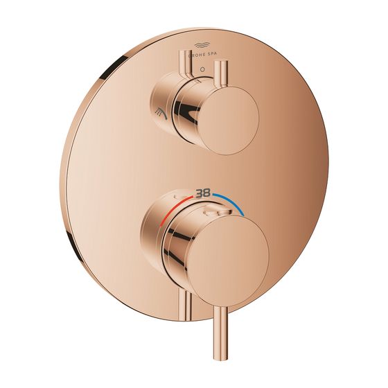 Grohe Atrio Thermostat-Brausebatterie Warm Sunset, mit integrierter 2-Wege-Umstellung, Fertigset für Rapido SmartBox