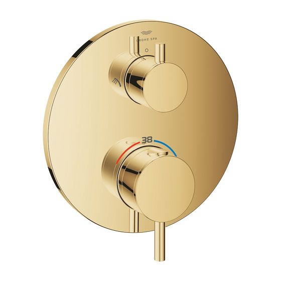 Grohe Atrio Thermostat-Brausebatterie Cool Sunrise, mit integrierter 2-Wege-Umstellung, Fertigset für Rapido SmartBox