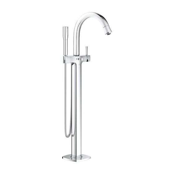 Grohe Grandera Einhand-Wannenbatterie, Chrom, Bodenmontage, Fertigmontageset für 45984, mit Handbrauseset