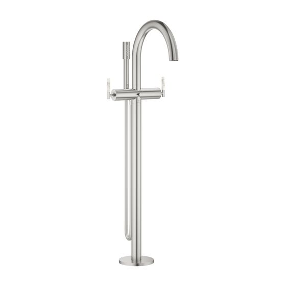 Grohe Atrio PC Wannenbatterie Supersteel für Hebelgriffe, Bodenmontage, Fertigmontageset für 45984