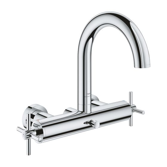 Grohe Atrio Wannenbatterie, Chrom, Wandmontage, mit Kreuzgriffen