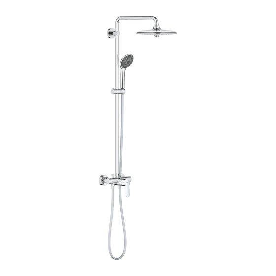 Grohe Vitalio Joy System 260 Duschsystem mit Einhandmischer Wandmontage, 3 Strahlarten, QuickFix, Chrom, 27684001