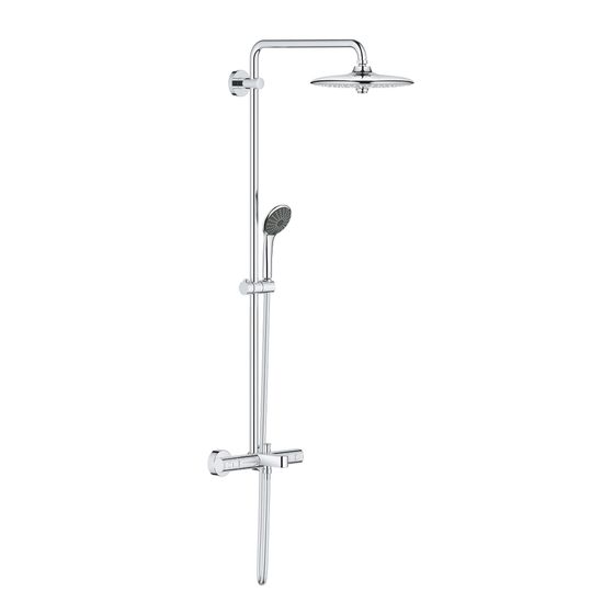 Grohe Vitalio Joy System 260 Duschsystem mit Thermostatbatterie für Wandmontage, 450mm Duscharm, 1750mm Brauseschlauch, Chrom