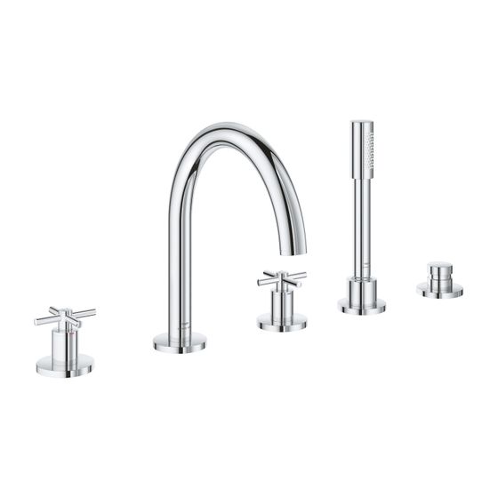 Grohe Atrio 5-Loch-Wannenkombination Chrom, Fertigmontageset, mit Kreuzgriffen