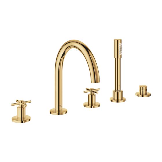 Grohe Atrio 5-Loch-Wannenkombination Cool Sunrise, Fertigmontageset, mit Kreuzgriffen