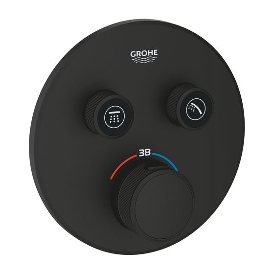Grohe Thermostat Grohtherm SmartControl, 2 Absperrventile, Fertigmontageset für Rapido SmartBox, Phantom Black