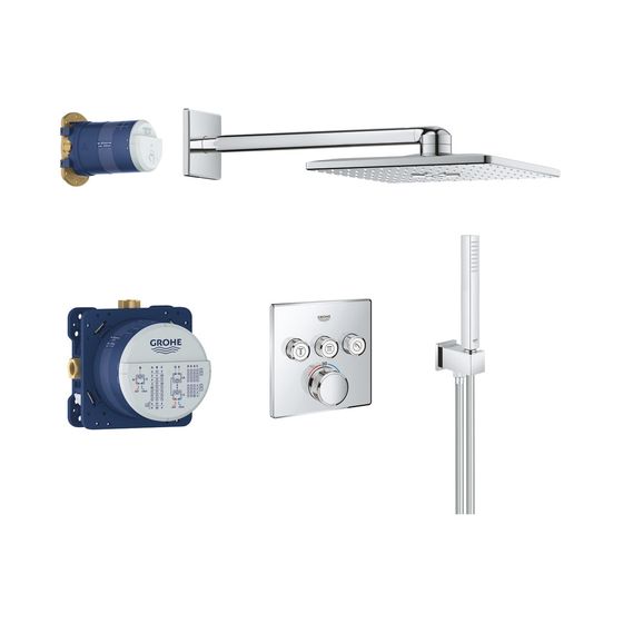 Grohe Grohtherm SmartControl Duschsystem Unterputz mit Rainshower SmartActive 310 Cube, Chrom, 34706000