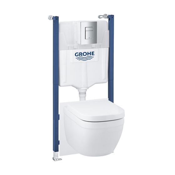 Grohe Solido 6-in-1 Set mit Euro Keramik für WC 1,13m Bauhöhe mit Fresh, QuickFix, Chrom/Alpinweiß, 39889000