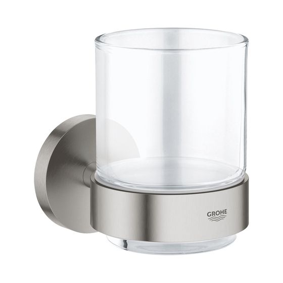 Grohe Essentials Glas mit Halter supersteel 40447DC1