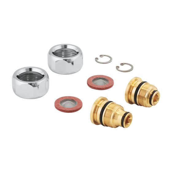 Grohe Anschlussnippel Chrom für Thermostat-Batterien, Anschlussmutter 3/4