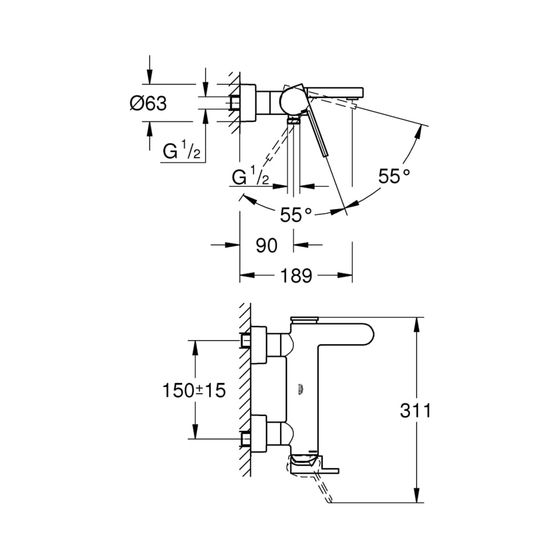 Grohe Plus Einhand-Wannenbatterie 1/2