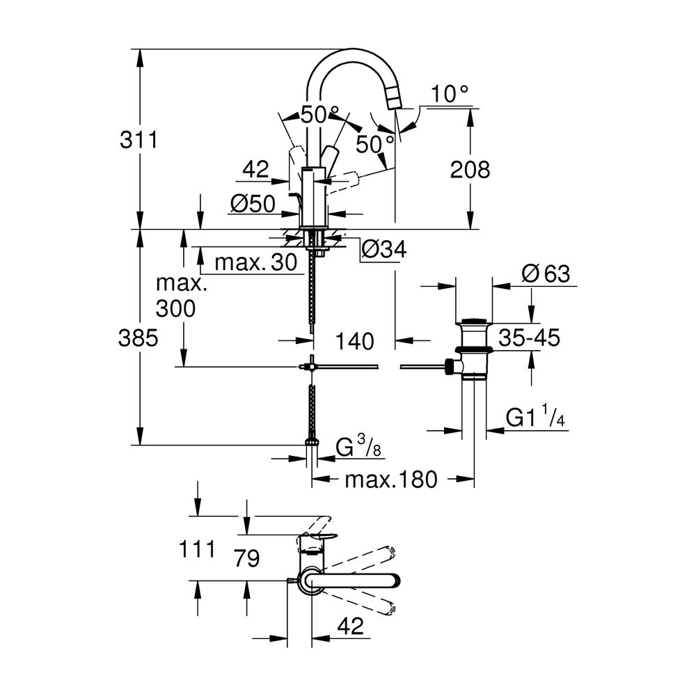 Grohe Start Einhand-Waschtischbatterie 1/2" L-Size 242032432... GROHE-242032432 4067393017448 (Abb. 6)