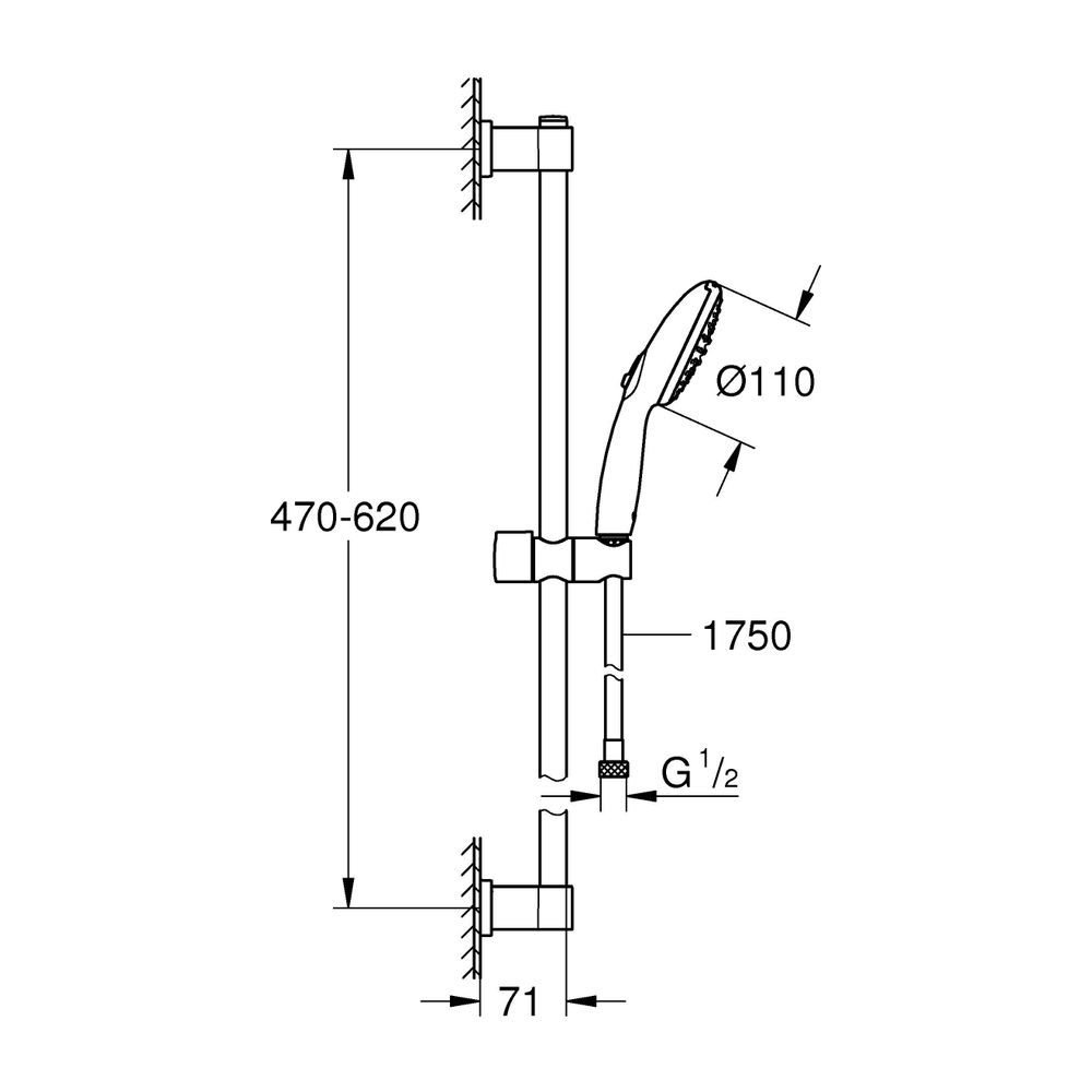 Grohe Vitalio Start 110 Brausestangenset 2 Strahlarten (Rain Jet) 279482431... GROHE-279482431 4067393016847 (Abb. 7)