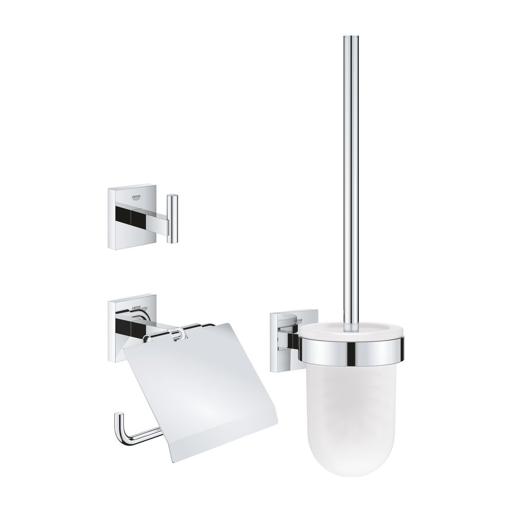 Grohe Start Cube WC-Set 3 in 1 Glas/Metall Bademantelhaken WC-Papierhalter Toilettenbür... GROHE-41123000 4005176774201 (Abb. 1)