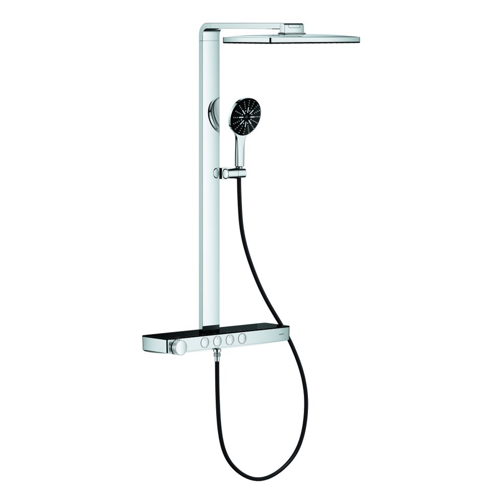 Grohe Aqua Pure Rainshower Duschsystem eckig Schwarz/ Chrom 8,7l/min, mit Kopfbrause ... GROHE-100961KI00 4067393032373 (Abb. 1)