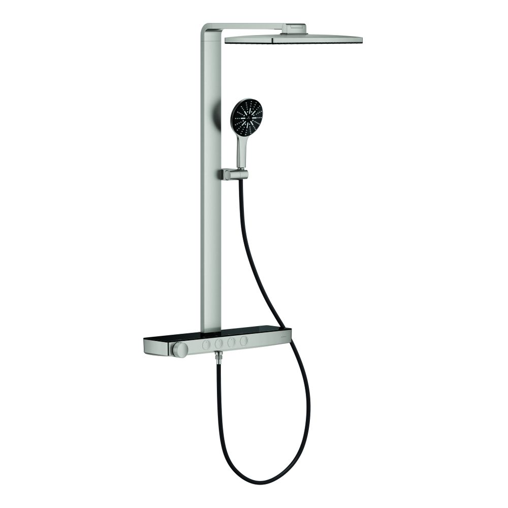 Grohe Aqua Pure Rainshower Duschsystem eckig Supersteel 15l/min, mit Kopfbrause und T... GROHE-100962DC00 4005176949647 (Abb. 1)