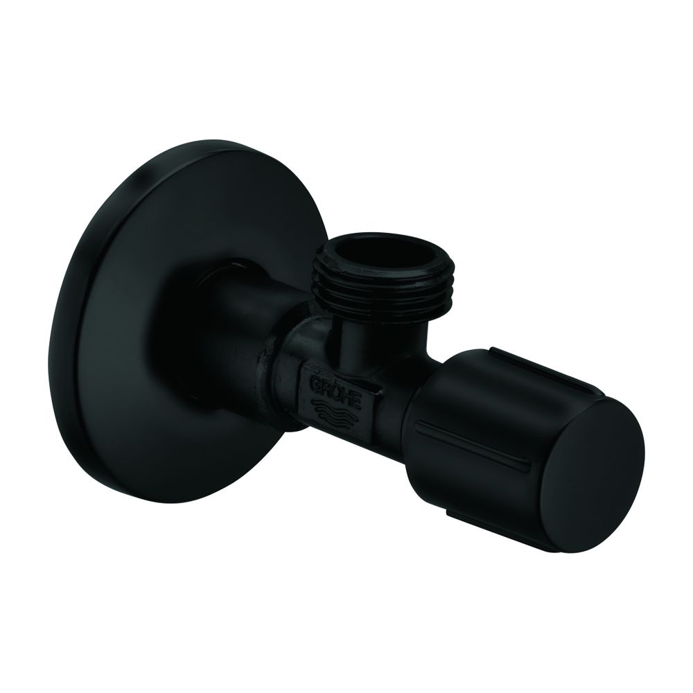 Grohe Eckventil Mattschwarz, langer Schubschaft, Wandanschluss 1/2", Abgang 1/2"... GROHE-1023422430 4067393019893 (Abb. 1)