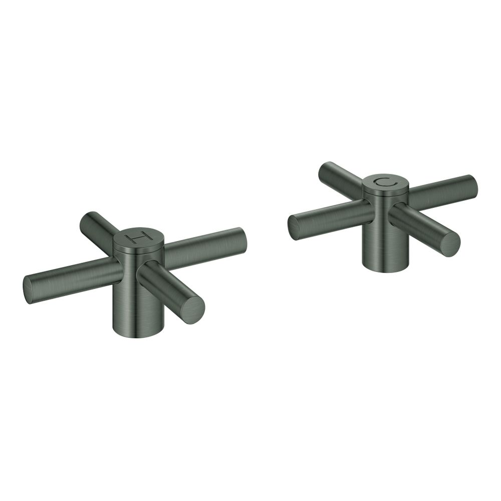 Grohe Atrio Kreuzgriffe Hard Graphite gebürstet, 1 Paar, ein Set mit "H" und "C" Markie... GROHE-14215AL0 4005176762260 (Abb. 1)