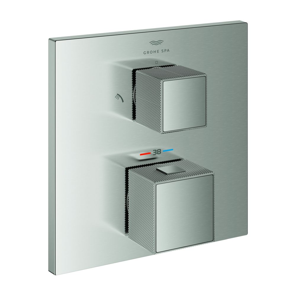 Grohe Allure Brilliant Thermostat-Brausebatterie Supersteel, Griff mit Rändelstruktur, ... GROHE-24428DC0 4005176795350 (Abb. 1)