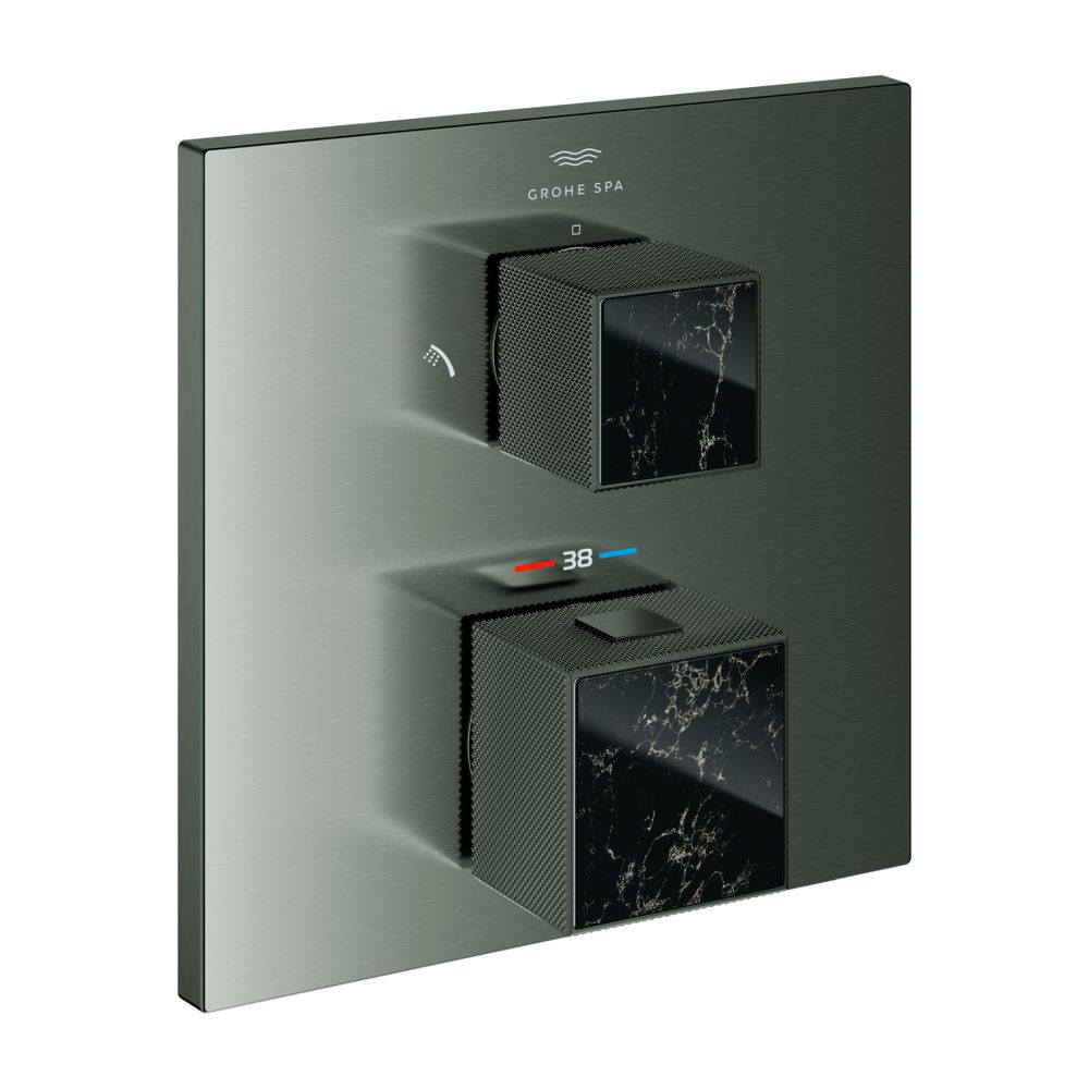 Grohe Allure Brilliant Thermostat-Brausebatterie Hard Graphite gebürstet, Griff Vanilla... GROHE-24430AL0 4005176794889 (Abb. 1)