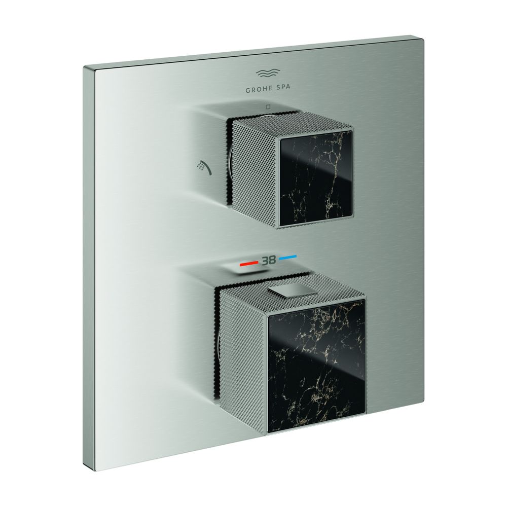 Grohe Allure Brilliant Thermostat-Brausebatterie Supersteel, Griff Vanilla Noir Caesars... GROHE-24430DC0 4005176795411 (Abb. 1)