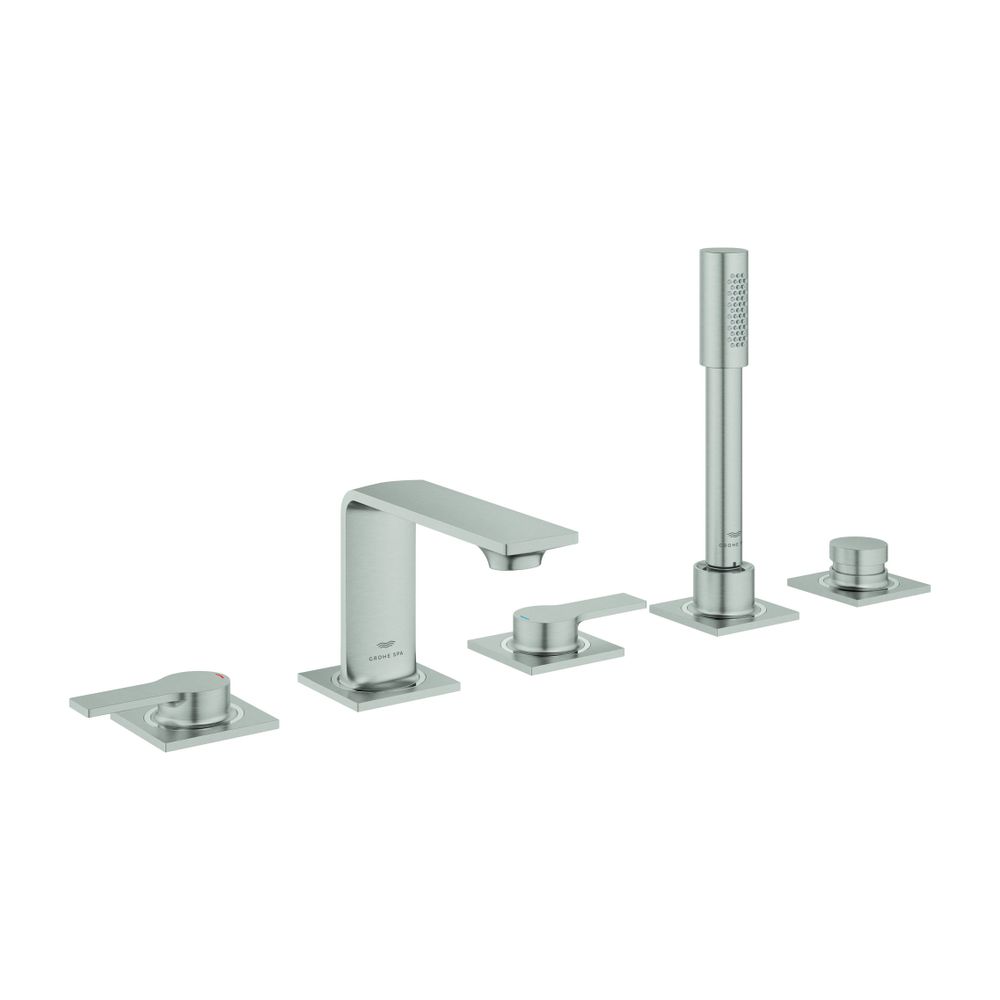 Grohe Allure 5-Loch-Wannenkombination Supersteel für Fliesenbankmontage, Hebelgriffe... GROHE-25221DC1 4005176954252 (Abb. 1)