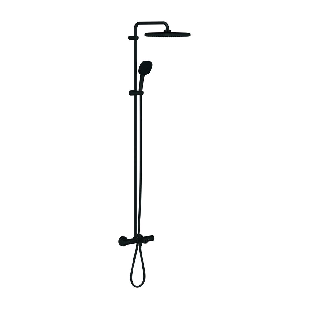 Grohe Tempesta Duschsystem 250 Cube Wannen-Thermostat Kopfbrause 250 Cube Mattschwarz... GROHE-266912431 4067393016021 (Abb. 1)