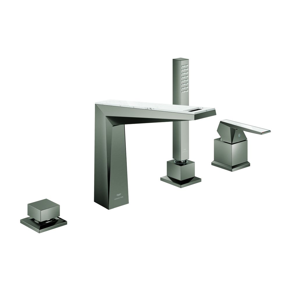 Grohe Allure Brilliant 4-Loch-Wannenkombination PC Hard Graphite gebürstet, Griff White... GROHE-29525AL0 4005176795121 (Abb. 1)