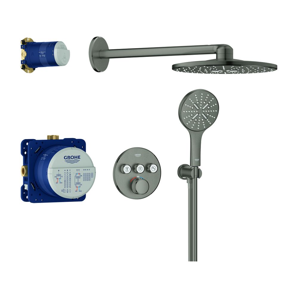 Grohe Grohtherm SmartControl Unterputz Duschsystem Thermostat runde Form Hard Graphite ... GROHE-34863AL0 4005176790799 (Abb. 1)