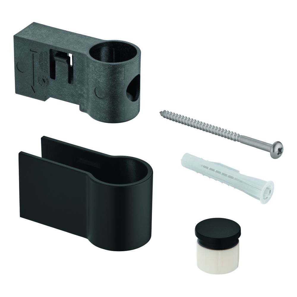 Grohe Brausestangenhalter Mattschwarz für Tempesta Brausestangen, mit Befestigungsset,... GROHE-486072430 4067393029618 (Abb. 1)