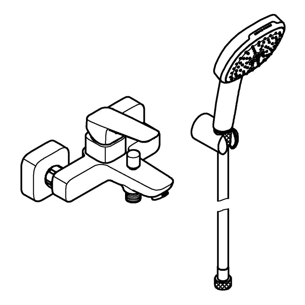 Grohe Cubeo Einhand-Wannenbatterie Mattschwarz, Wandmontage mit Tempesta 110 Cube Wan... GROHE-1018142430 4067393050179 (Abb. 2)