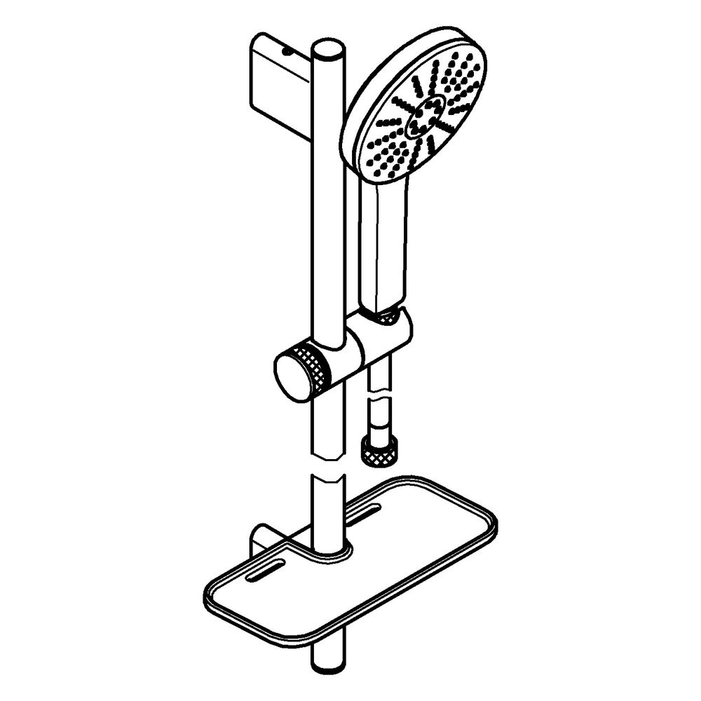 Grohe Euphoria 120 Brausestangenset 3 Strahlarten, 600mm, mit Ablage, Chrom, 13488400... GROHE-1348840000 4067393110590 (Abb. 2)