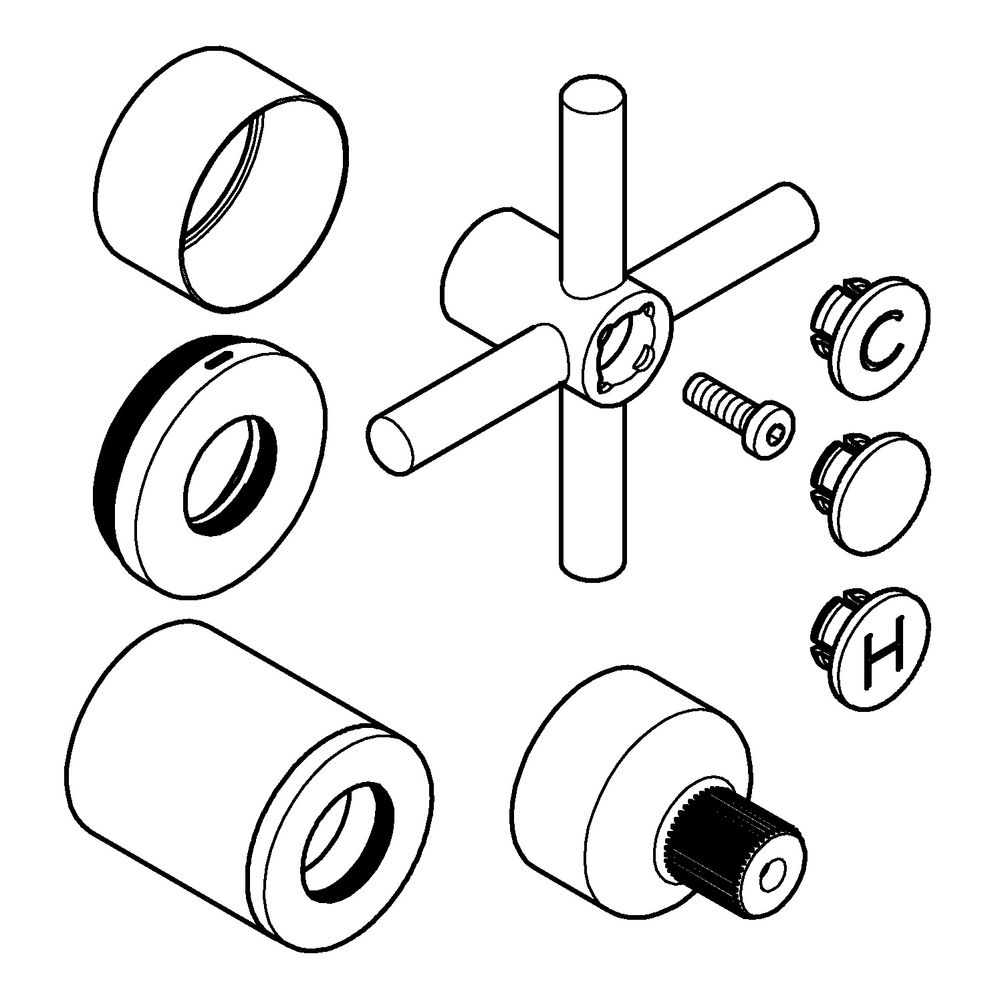 Grohe Atrio Kreuzgriffe Supersteel, 1 Paar, ein Set mit "H" und "C" Markierung, ein Set... GROHE-14215DC0 4005176762277 (Abb. 2)