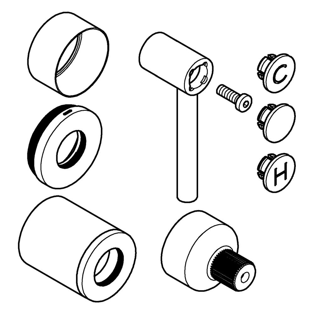 Grohe Atrio Kreuzgriffe, 1 Set mit H und C Markierung, 1 Set ohne Warm-Kalt-Markierung,... GROHE-14216DA0 4067393054764 (Abb. 2)
