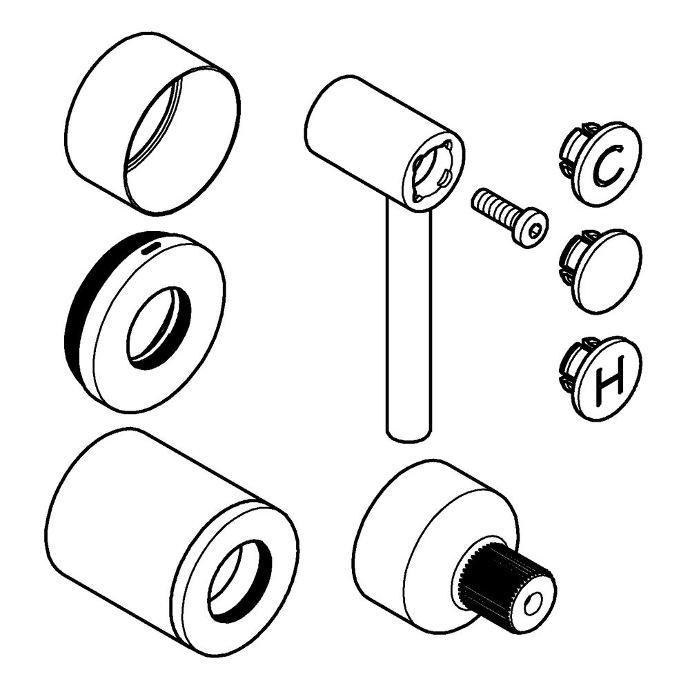 Grohe Atrio Hebelgriffe 1 Paar, Cool Sunrise gebürstet, ein Set mit "H" und "C" Markier... GROHE-14216GN0 4005176951701 (Abb. 1)