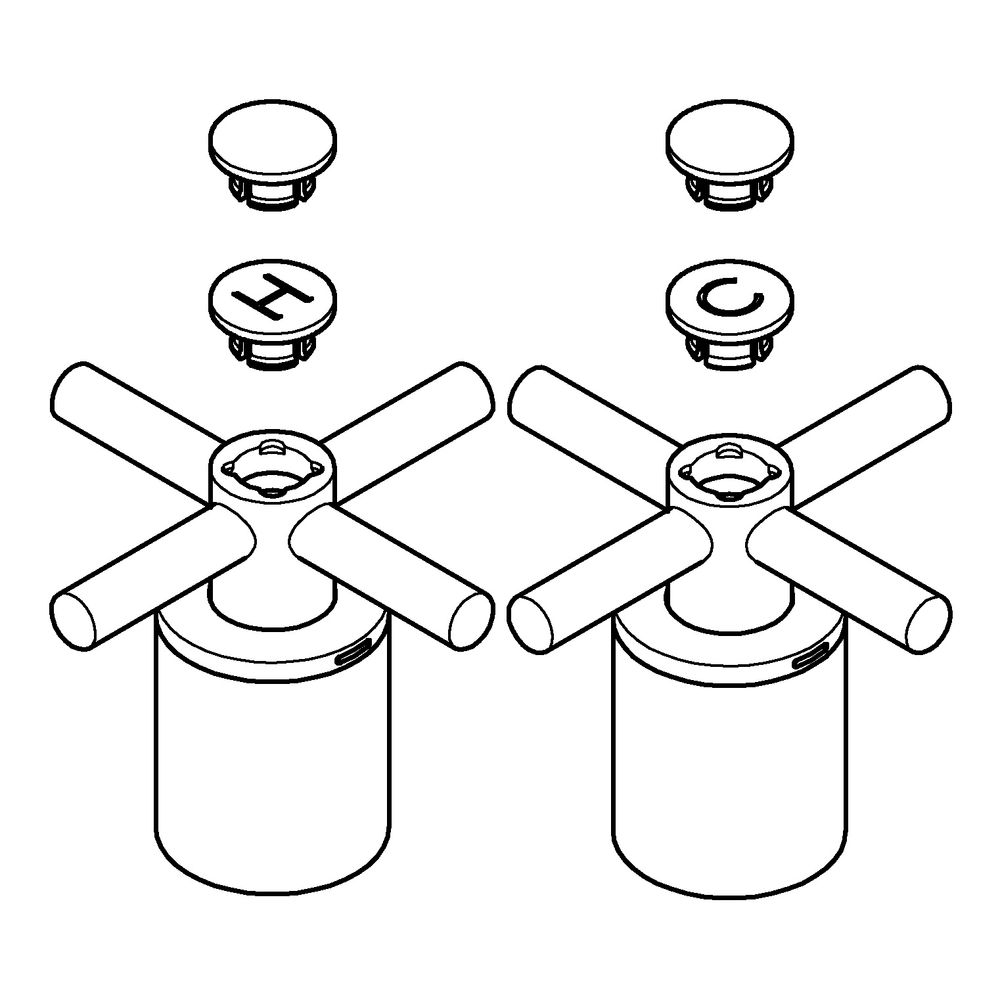 Grohe Atrio Kreuzgriffe Chrom, 1 Paar, ein Set mit "H" und "C" Markierung, ein Set ohne... GROHE-14217000 4005176762338 (Abb. 2)