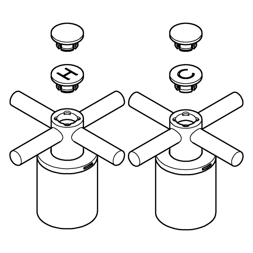 Grohe Atrio Kreuzgriffe, 1 Set mit H und C Markierung, 1 Set ohne Warm-Kalt-Markierung,... GROHE-14217DA0 4067393062486 (Abb. 2)