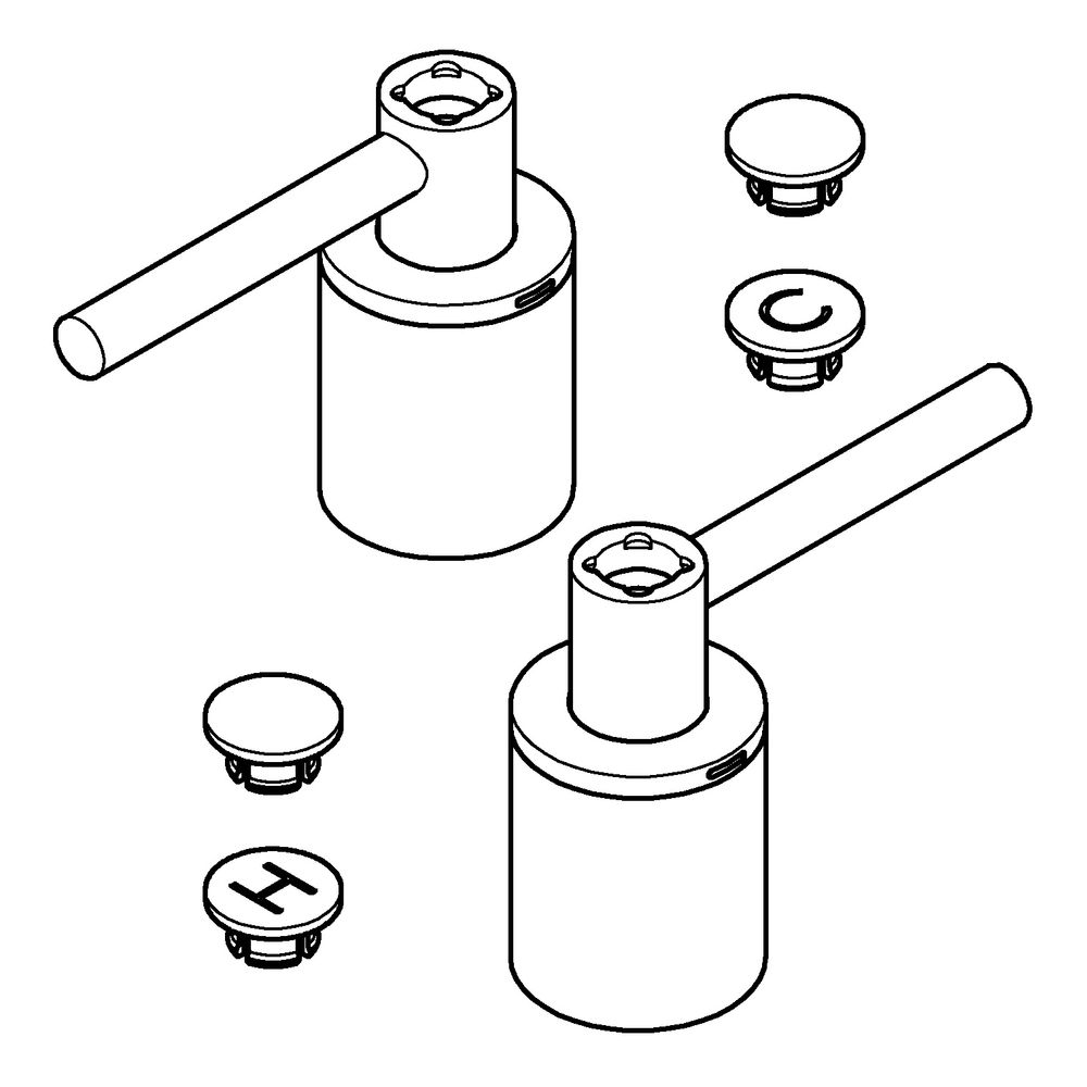Grohe Atrio Hebelgriffe 1 Paar, Supersteel, ein Set mit "H" und "C" Markierung, ein Set... GROHE-14218DC0 4005176770623 (Abb. 2)