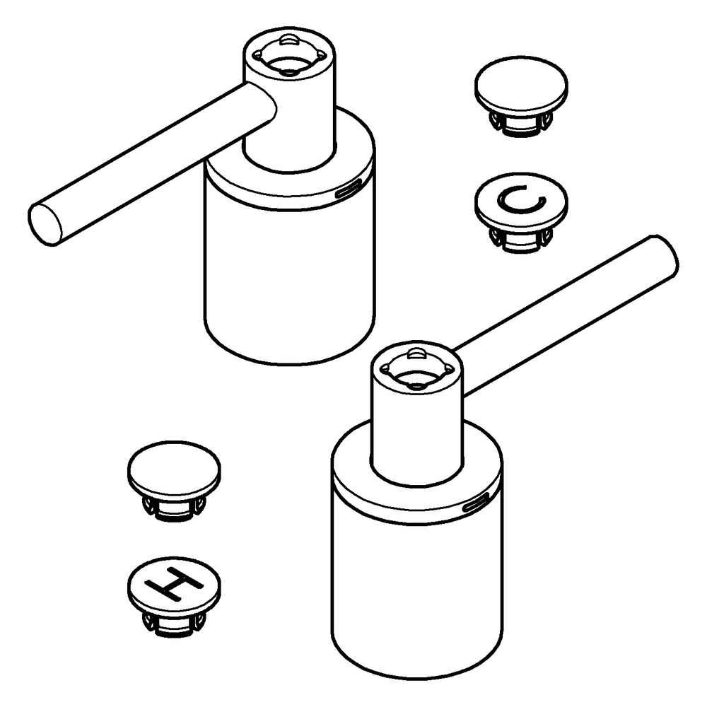 Grohe Atrio Hebelgriffe, 1x Set mit H und C Markierung, 1x Set ohne Warm-Kalt-Markierun... GROHE-14218GL0 4067393062516 (Abb. 2)