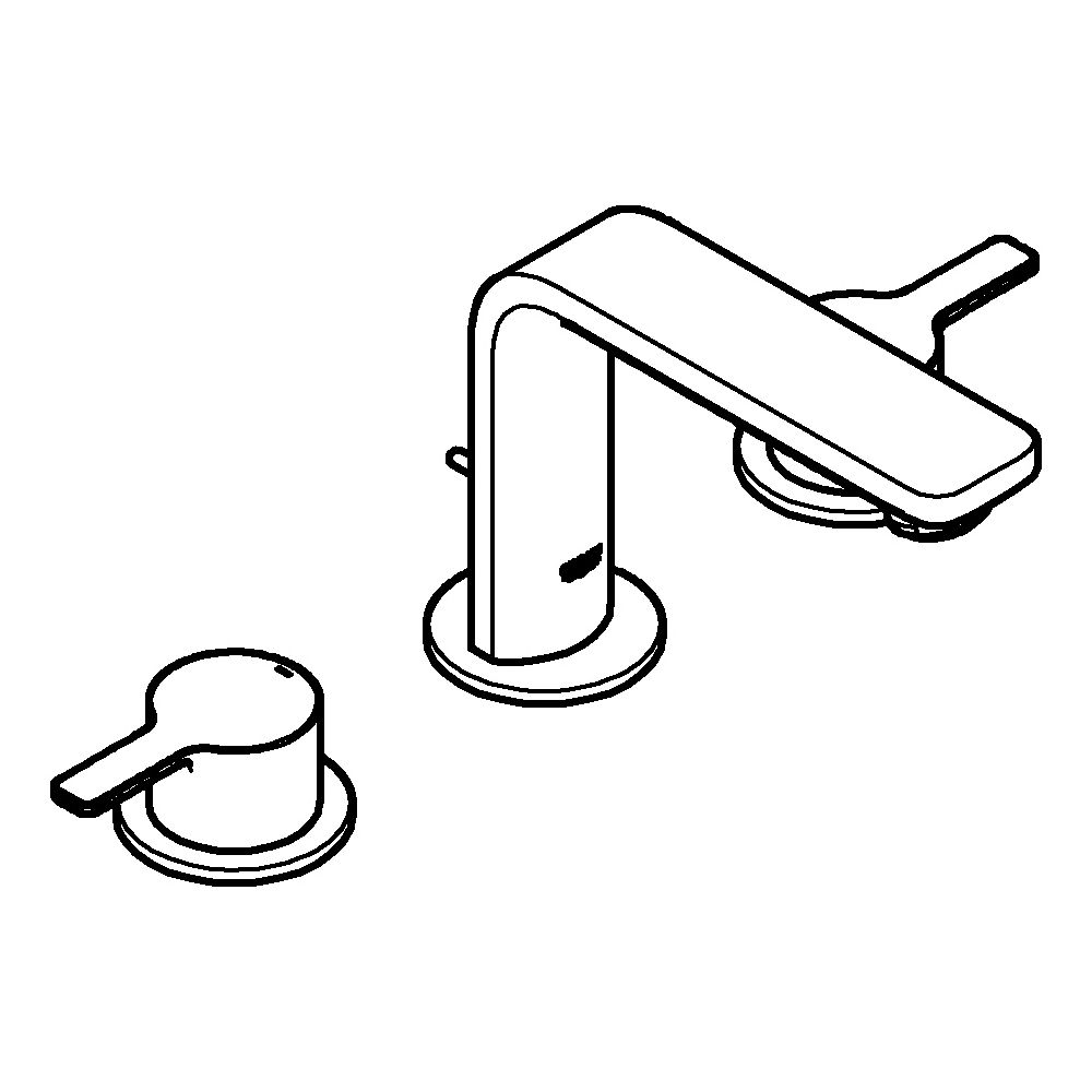 Grohe Lineare 3-Loch-Waschtischbatterie Platte/Armaturenloch zweigriffig, EcoJoy, Hard ... GROHE-20304AL1 4005176653674 (Abb. 2)