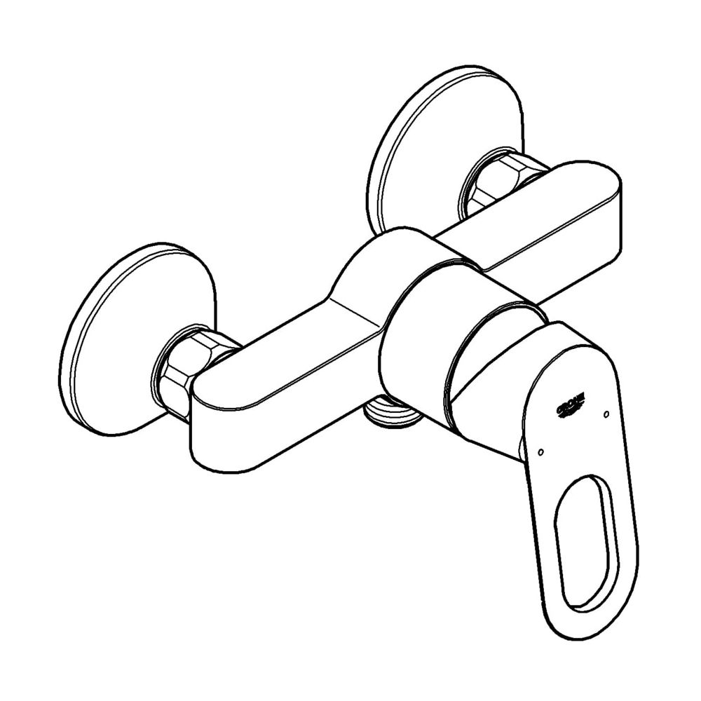 Grohe BauLoop Einhand-Brausebatterie, 1/2", Wandmontage, mit integr. Rückflussverh., S-Anschlüsse, e... GROHE-23340000  (Abb. 2)