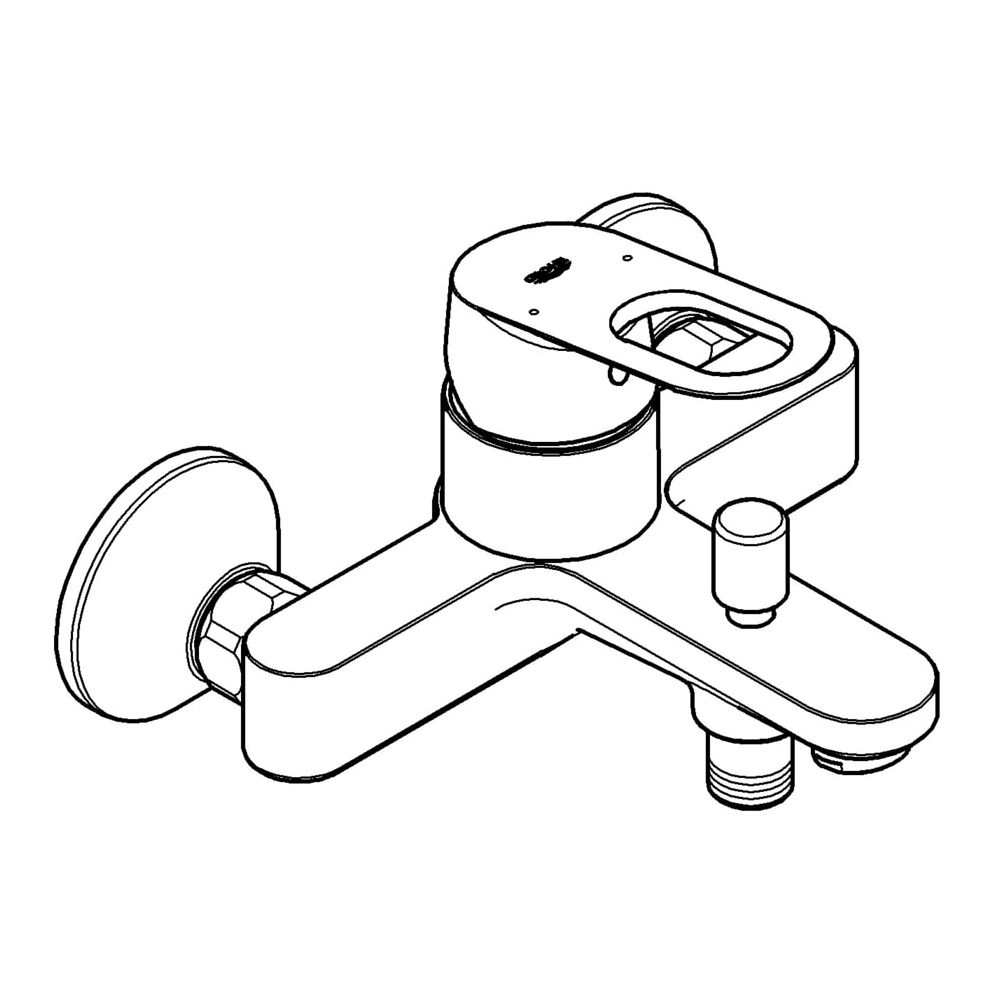 Grohe BauLoop Einhand-Wannenbatterie, 1/2", Wandmontage, mit integr. Rückflussverh., S-Anschlüsse, e... GROHE-23341000  (Abb. 2)
