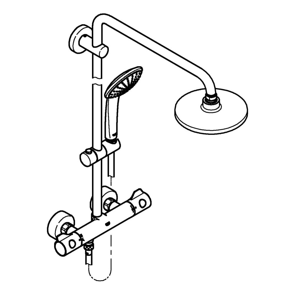 Grohe Euphoria Duschsystem 180 E, Brausearm 450mm, mit Aufputz-Thermostatbatterie, Wandmontage, Chro... GROHE-26418000  (Abb. 2)