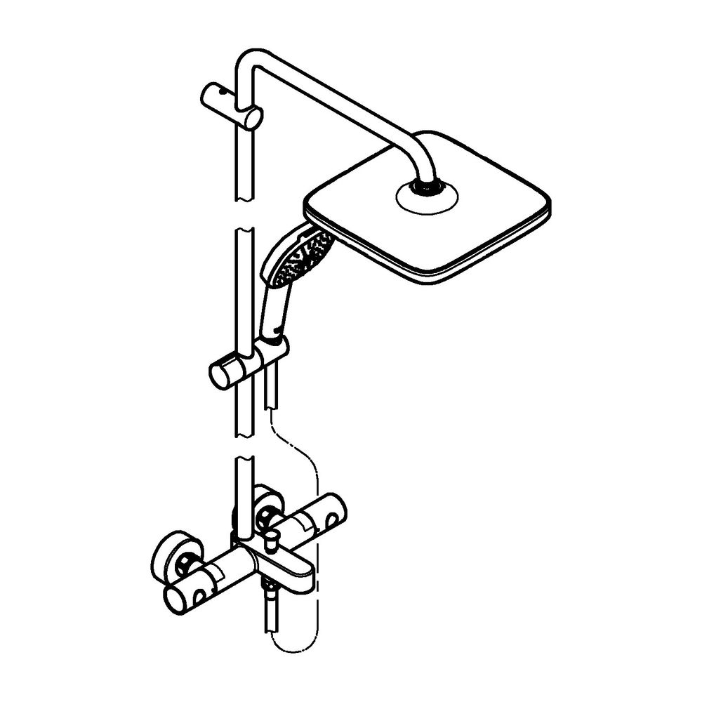 Grohe Tempesta Duschsystem 250 Cube Wannen-Thermostat Kopfbrause 250 Cube Mattschwarz... GROHE-266912431 4067393016021 (Abb. 2)