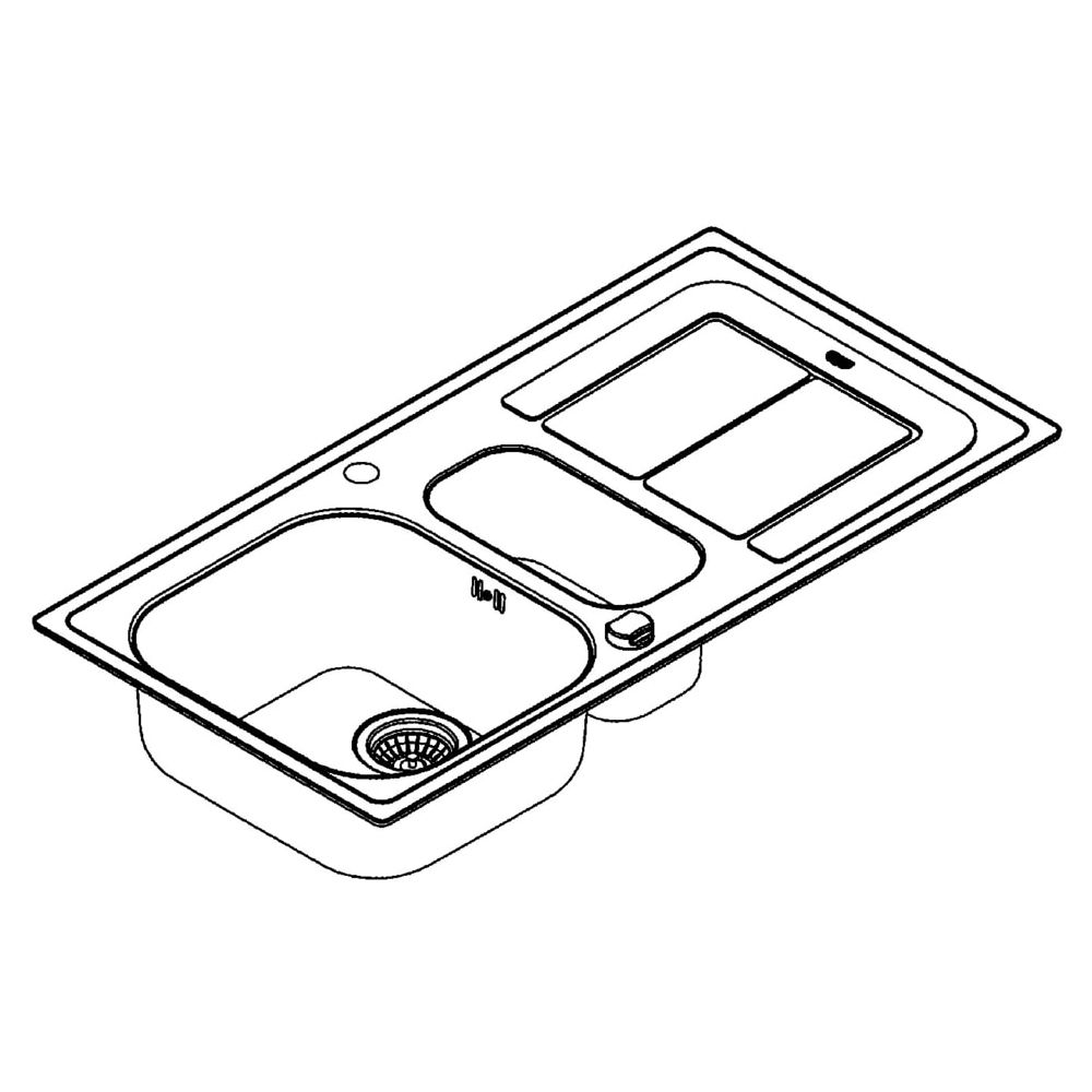 Grohe Edelstahlspüle K300 mit 1,5 Becken/Abtropffläche 970x500mm, Edelstahl, 31564SD0... GROHE-31564SD0  (Abb. 2)