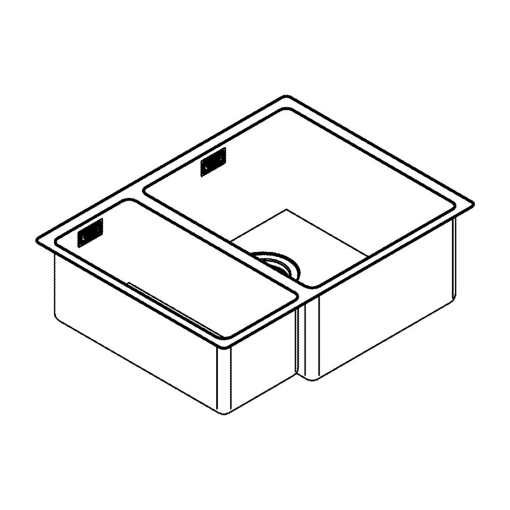 Grohe Unterbau-Edelstahlspüle K700, mit 1,5 Becken 585x440mm, Einbau rechts, Edelstahl,... GROHE-31576SD0 4005176473333 (Abb. 2)
