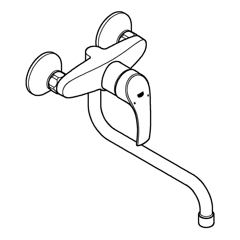 Grohe Eurosmart Einhand-Spültischbatterie, Wandmontage, 277mm Ausladung, Chrom, 3222400... GROHE-32224002 4005176862007 (Abb. 2)